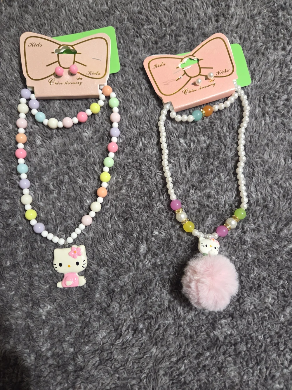 Kids Cute Hello Kitty  Pendant Necklace - Sets Pastel Pink Multicolor